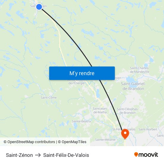 Saint-Zénon to Saint-Félix-De-Valois map