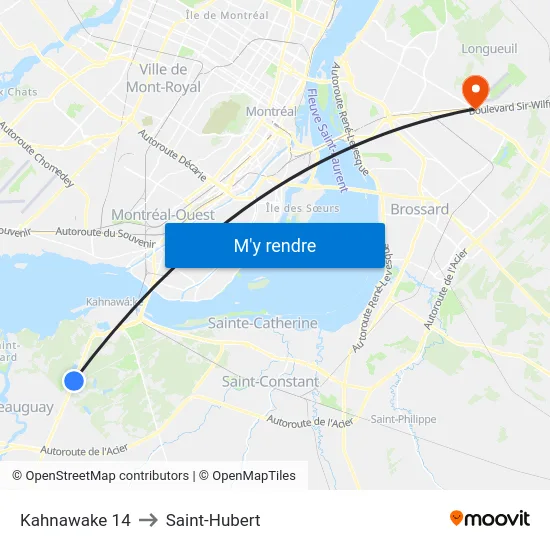 Kahnawake 14 to Saint-Hubert map