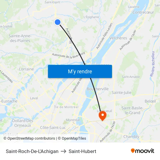 Saint-Roch-De-L'Achigan to Saint-Hubert map