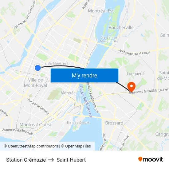 Station Crémazie to Saint-Hubert map