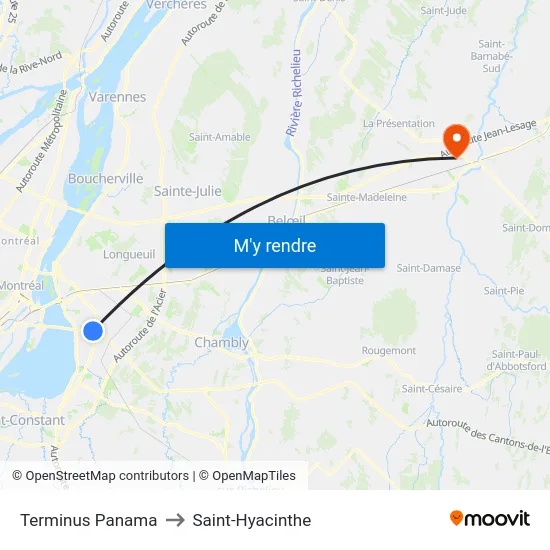 Terminus Panama to Saint-Hyacinthe map