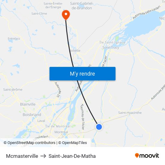 Mcmasterville to Saint-Jean-De-Matha map