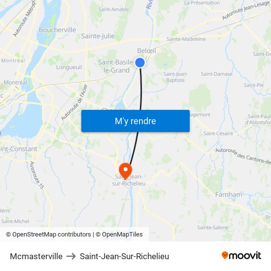 Mcmasterville to Saint-Jean-Sur-Richelieu map