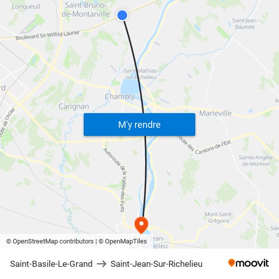 Saint-Basile-Le-Grand to Saint-Jean-Sur-Richelieu map