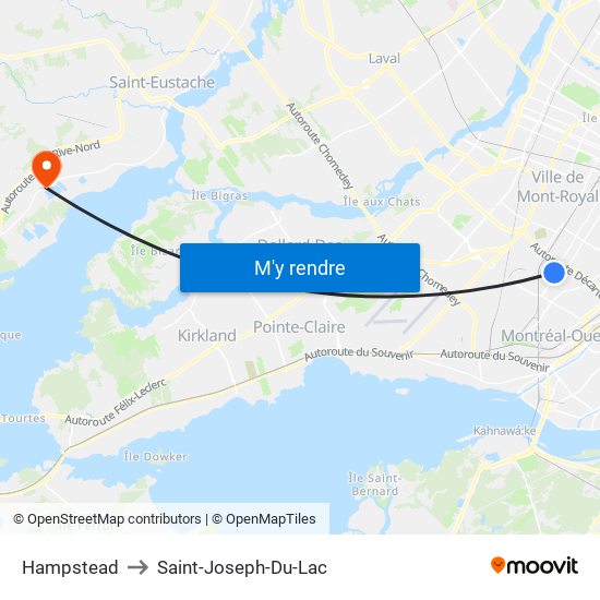 Hampstead to Saint-Joseph-Du-Lac map