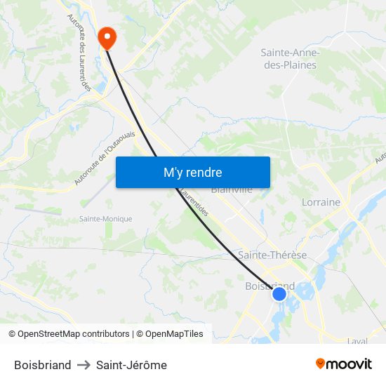 Boisbriand to Saint-Jérôme map