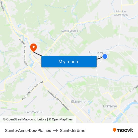 Sainte-Anne-Des-Plaines to Saint-Jérôme map