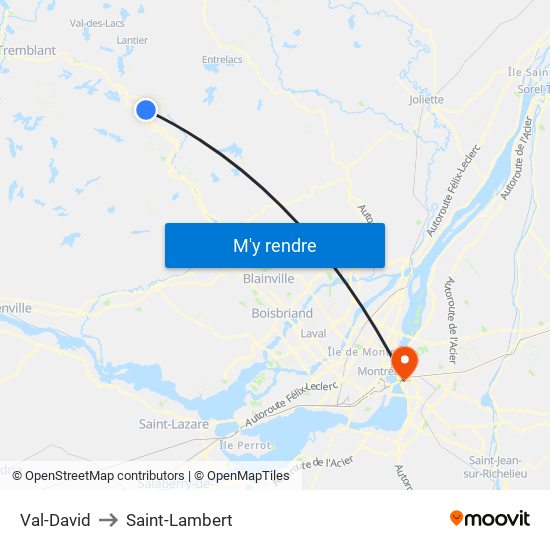 Val-David to Saint-Lambert map