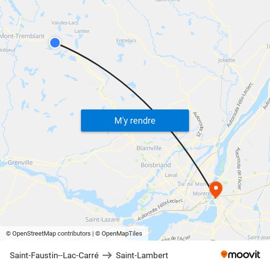 Saint-Faustin--Lac-Carré to Saint-Lambert map