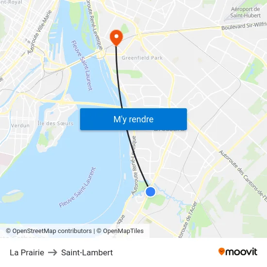 La Prairie to Saint-Lambert map
