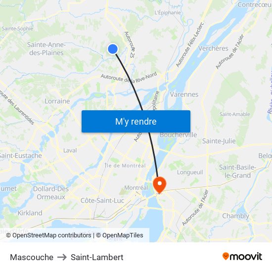 Mascouche to Saint-Lambert map