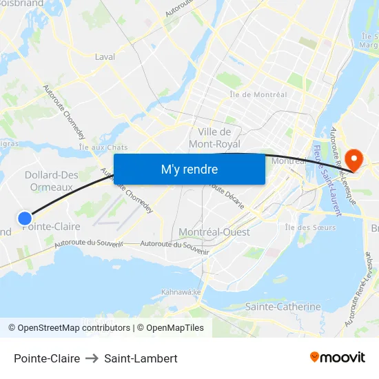 Pointe-Claire to Saint-Lambert map