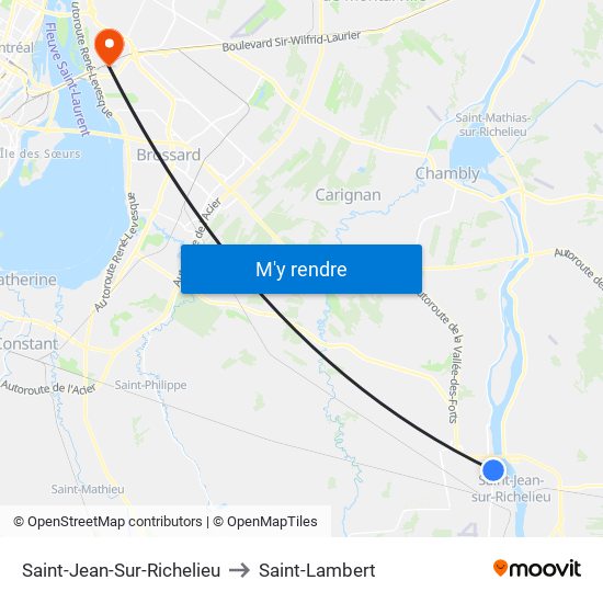 Saint-Jean-Sur-Richelieu to Saint-Lambert map