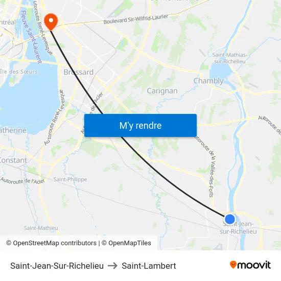 Saint-Jean-Sur-Richelieu to Saint-Lambert map