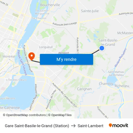 Gare Saint-Basile-le-Grand (Station) to Saint-Lambert map