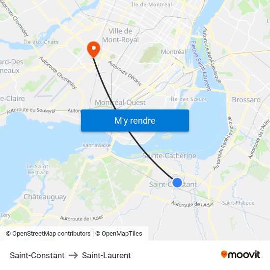 Saint-Constant to Saint-Laurent map