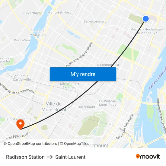 Radisson Station to Saint-Laurent map