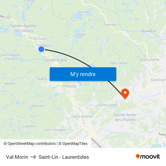 Val-Morin to Saint-Lin - Laurentides map