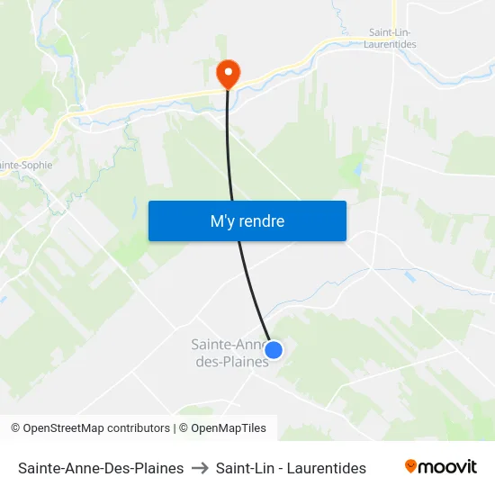 Sainte-Anne-Des-Plaines to Saint-Lin - Laurentides map