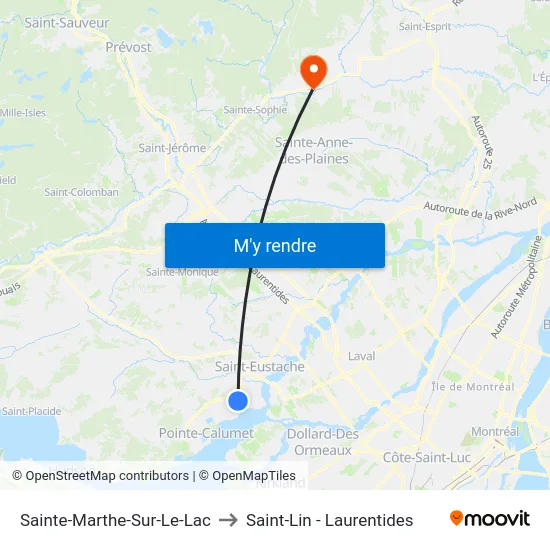 Sainte-Marthe-Sur-Le-Lac to Saint-Lin - Laurentides map