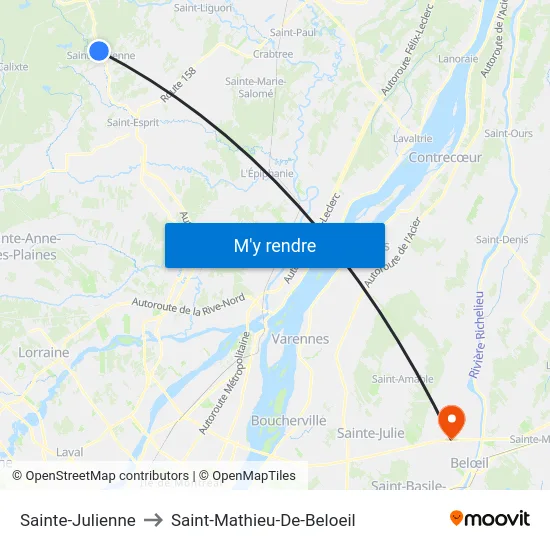 Sainte-Julienne to Saint-Mathieu-De-Beloeil map
