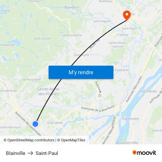 Blainville to Saint-Paul map