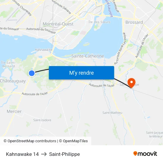 Kahnawake 14 to Saint-Philippe map