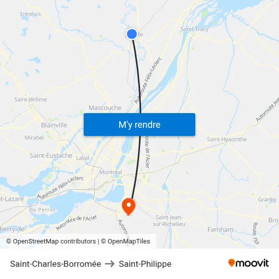 Saint-Charles-Borromée to Saint-Philippe map