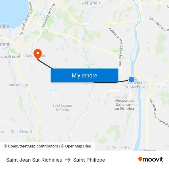 Saint-Jean-Sur-Richelieu to Saint-Philippe map
