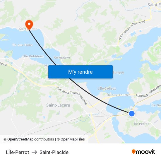 L'Île-Perrot to Saint-Placide map