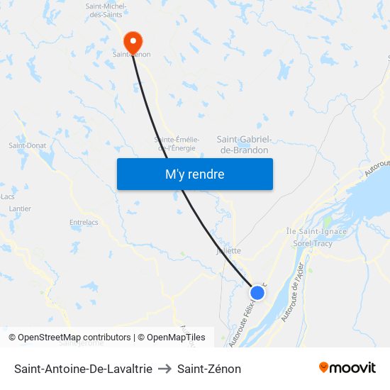 Saint-Antoine-De-Lavaltrie to Saint-Zénon map