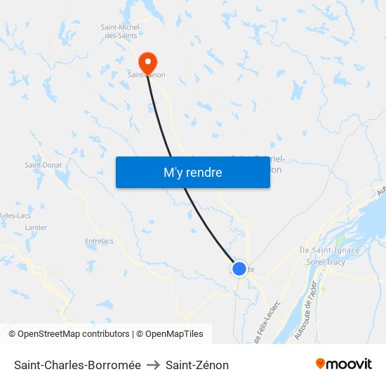 Saint-Charles-Borromée to Saint-Zénon map