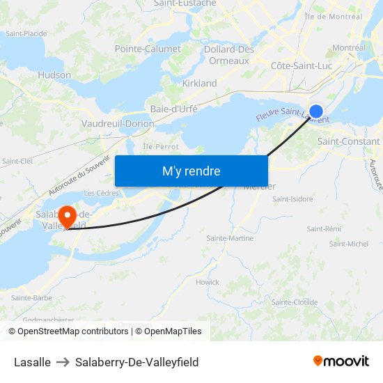 Lasalle to Salaberry-De-Valleyfield map