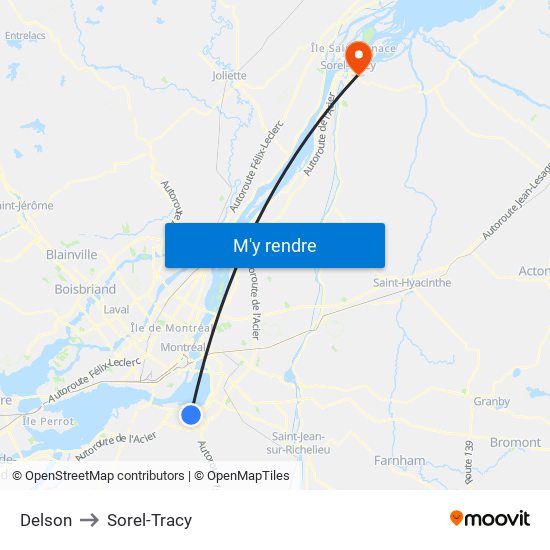 Delson to Sorel-Tracy map