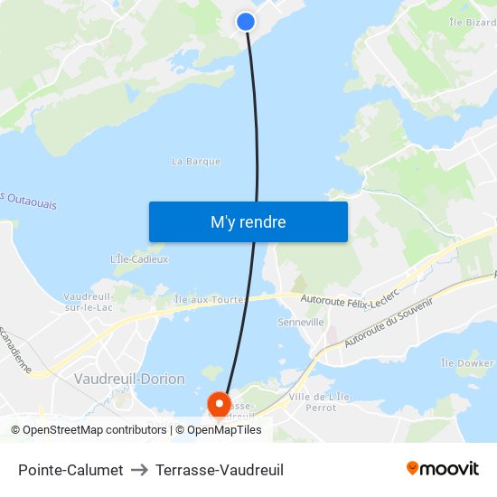 Pointe-Calumet to Terrasse-Vaudreuil map