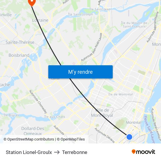 Station Lionel-Groulx to Terrebonne map