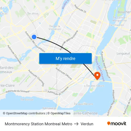 Montmorency Station Montreal Metro to Verdun map