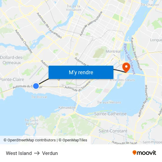 West Island to Verdun map