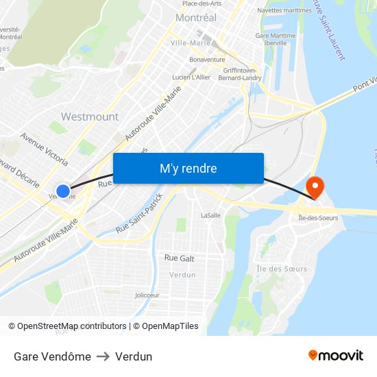 Gare Vendôme to Verdun map
