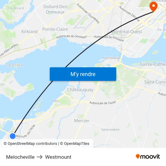 Melocheville to Westmount map