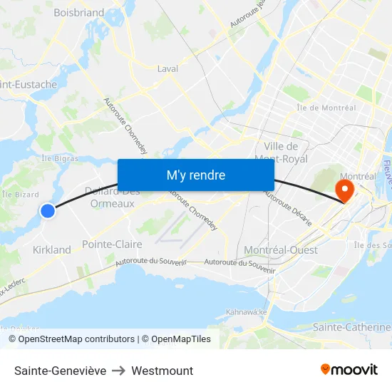 Sainte-Geneviève to Westmount map