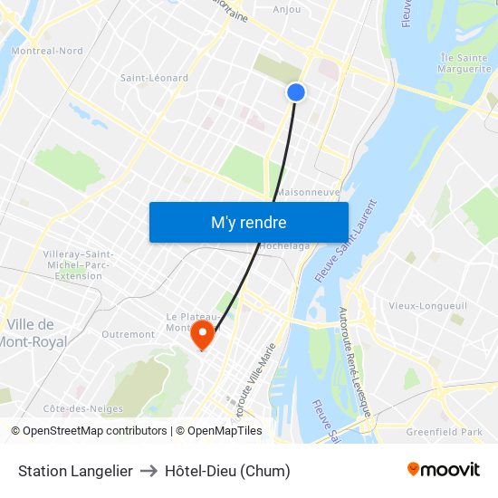 Station Langelier to Hôtel-Dieu (Chum) map