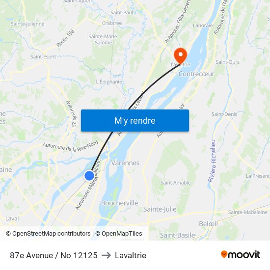 87e Avenue / No 12125 to Lavaltrie map
