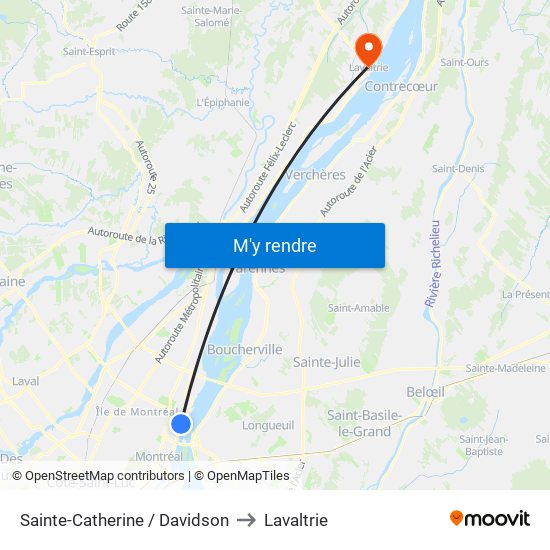 Sainte-Catherine / Davidson to Lavaltrie map