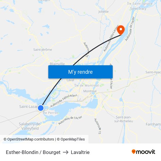 Esther-Blondin / Bourget to Lavaltrie map