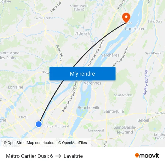 Métro Cartier Quai: 6 to Lavaltrie map