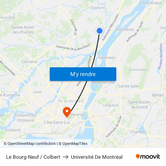 Le Bourg-Neuf / Colbert to Université De Montréal map