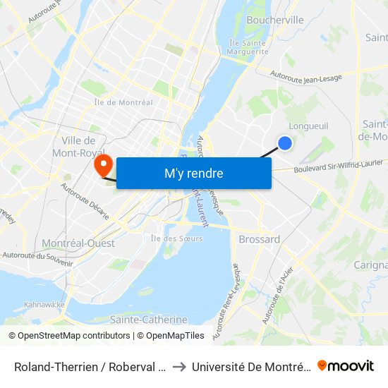 Roland-Therrien / Roberval E. to Université De Montréal map