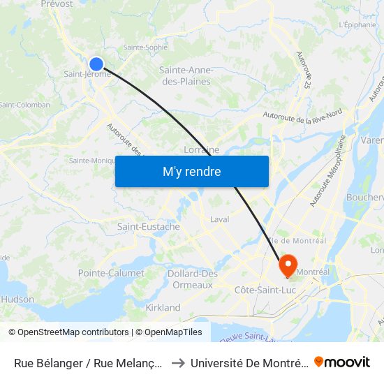 Rue Bélanger / Rue Melançon to Université De Montréal map