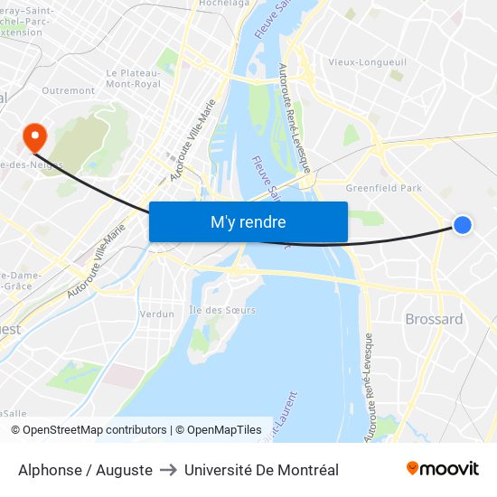 Alphonse / Auguste to Université De Montréal map